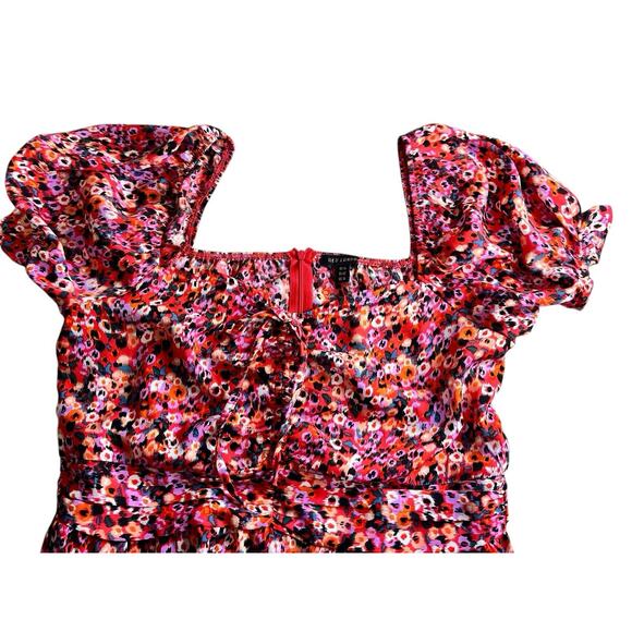 QED LONDON Abstract A-Line Midi Dress Sz 10 Sweetheart Neckline Colorful - Picture 3 of 7